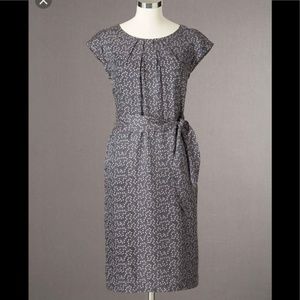 Boden cap sleeve tie waist silk blend dress size 4
